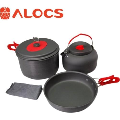 ALOCS C19T Non-Stick Pot Aluminum Alloy Camping Cookware Portable Outdoor Cooking Tools Picnic Set Pot Pan Kettle For 2-3 People
