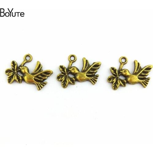 BoYuTe (50 Pieces/Lot) 15*18MM Antique Bronze Plated Matel Birds Pendant Charms for Jewelry Making fit Diy Necklace Bracelets