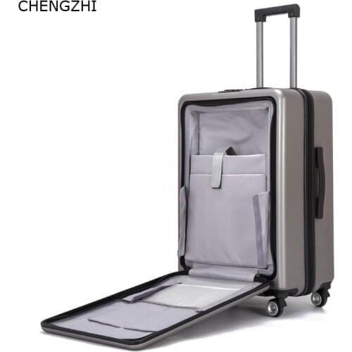 CHENGZHI20"24"inch Creative Flip cover Rolling Luggage Spinner On Wheel Cabin laptop Trolley Men Women Carry Ons Travel Suitcase