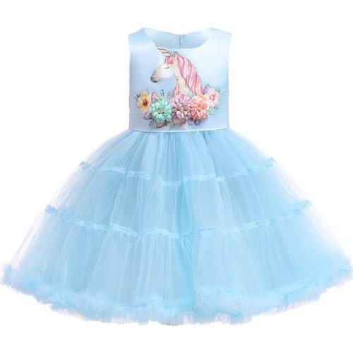 Children Baby Girls Tutu Princess 2020 Summer Toddler Girls Pageant Evening Unicorn Party Dresses For Kids Costume 2 3 8 10 Year