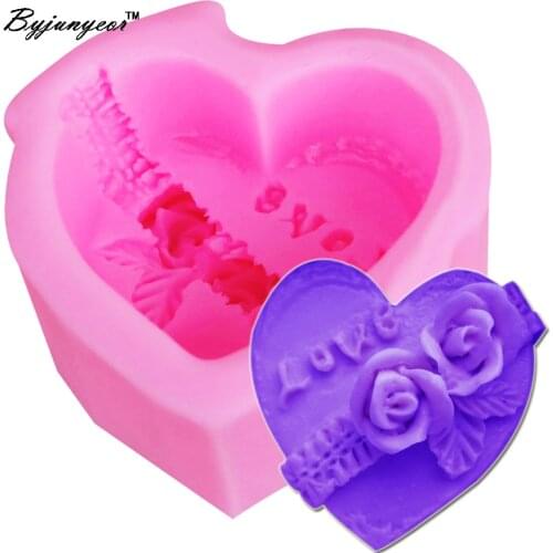 F1024 Love Rose Soap Candle Silicone Mold Fondant Chocolate Candy Crystal Epoxy Clay Plaster Concrete Candle Soap Moulds