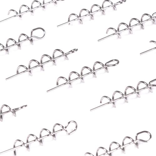 HENGJIA 50PCS Fishing Hook Connector Soft Bait Spring Centering Pins Fixed Latch Needle Spring Twist Crank Lock For Fishing Lure