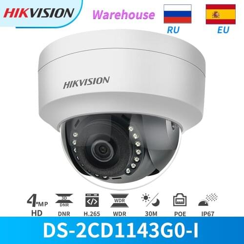 Hikvision IP Camera 4MP IR PoE Network Dome DS-2CD1143G0-I Video Surveillance IP67 IK10 H.265 CCTV Security Outdoor ONVIF