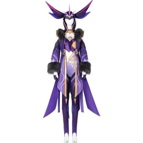 Game Genshin Impact Cosplay Bodysuit Thunder Elemental Monster Voltia Halloween Costumes Women Cloak Gloves Anime Accessories