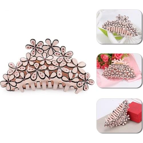 Exquisite Hollow Floral Hair Claw Cute Gift Hair Jaws Girls Acetate Hair Clamps Austrian Rhinestone Claw Clips