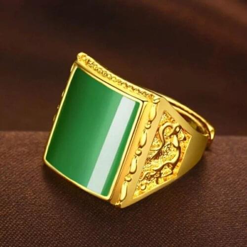 Jadery Natural Green Chalcedony Jade Ring Men Fashion Luxury Gold Silver Color Men Rings Wedding Fine Jewelry Christmas 2019