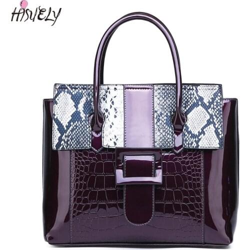 HISUELR HOT SALE 2021 New Fashion Crocodile Pattern Women Shoulder Bags Handbag PU Leather Female Ladies Hand Bags Sac Purses