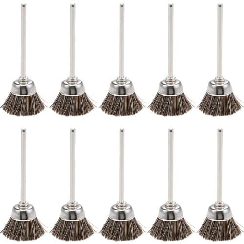 Uxcell Mini Nylon Buffing Polishing Wheels Cup Shape 15X9mm with 2.35mm Arbor for Jewelry Metal Wood Rotary Tool Brown 10Pcs