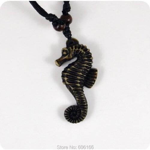 NEW Design Hippocampus 02 Resin Carving Pendant Necklace Amulet Lucky Gift Tribal Fashion Jewelry