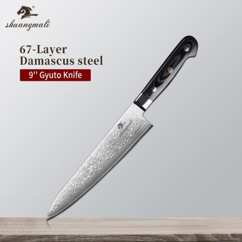 9 Inch Chef Cleaver Gyuto Knife 67Layer Damascus Steel Japanese Kitchen Gyuto Knives Utility Slicing Meat Filleting Chef Knife