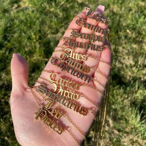 12 Zodiac Necklace for Women Stainless Steel Gemini Taurus Aries Leo Aquarius Necklace Constellation Jewelry Gift Collier Femme
