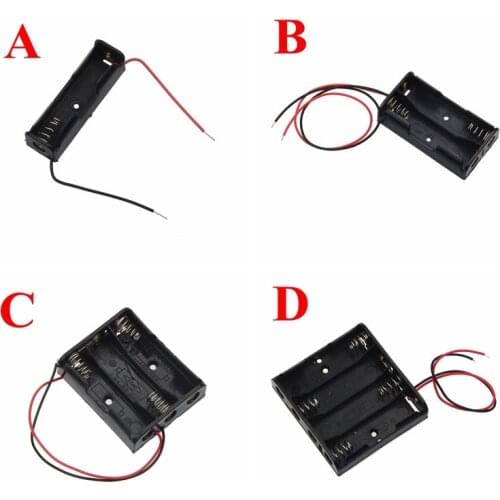 Black Plastic AA Size Power Battery Storage Case Box Holder Leads With 1 2 3 4 Slots AA Size Power Battery Storage Case Box 2.26