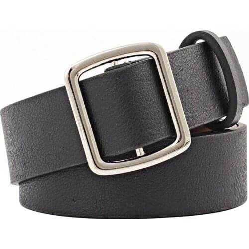 Trend Women belt Quality solid color Imitation leather Alloy ring buckle belt casual simple Women dress decoration belt
