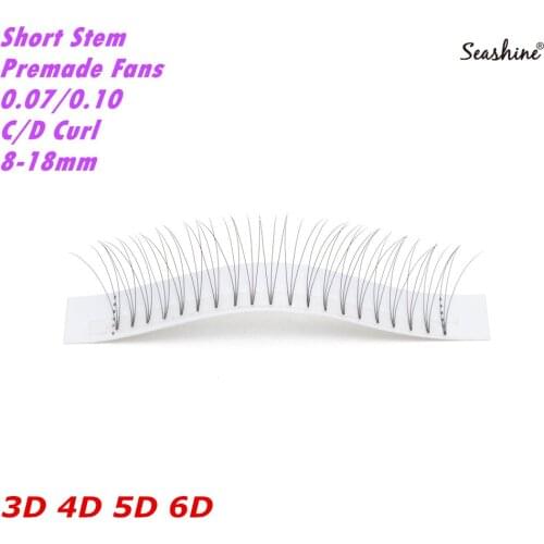 Seashine 1 Tray Individual Eyelashes Short Stem Lashes Extension For Professionals Volume Eyelash Extension 3-6 Cluster Lashes