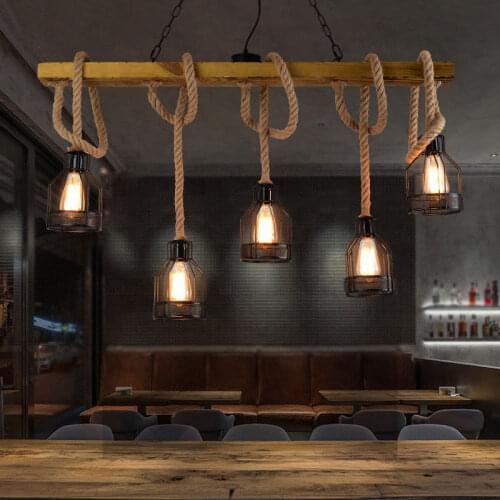 Retro LED Pendant Light Hemp Rope Lamp Loft E27 Edison Bulb Living Room Coffee Shop Bar Home Indoor Decorative hang lamp fixture