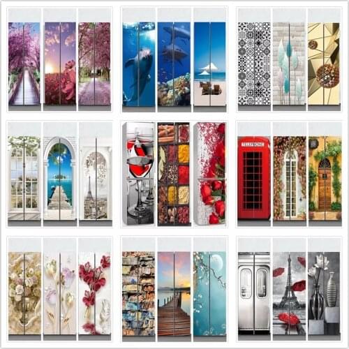 3D Self Adhesive Wall Art Decal On Door New Sticker For Home Door Fridge Decoration Renovation Wallpaper Print Flower Picture