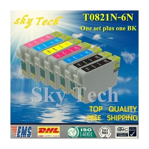 One set Plus One BK Compatible Cartridge For T0821N - T0826N , For Epson RX590 RX610 RX690 TX650 TX700W TX710W TX800FW TX810FW