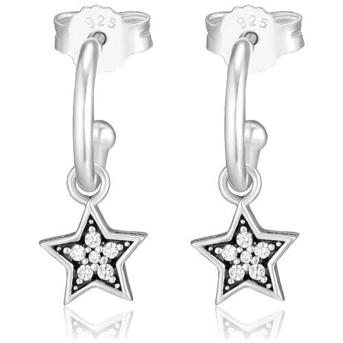 Starshine Earring with Clear CZ 100% 925 Sterling-Silver-Jewelry Free Shipping