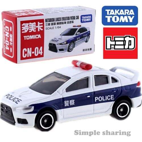 Takara Tomy Tomica CN-04 MITSUBISHI LANCER EVO LUTION Patrol Police Car Mould Diecast Metal Automomile Model Kit Toys