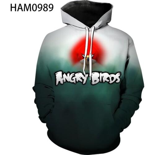 Angry birds 3D cartoon printed Hoodie mens and womens street style long sleeve Harajuku leisure spring and summer