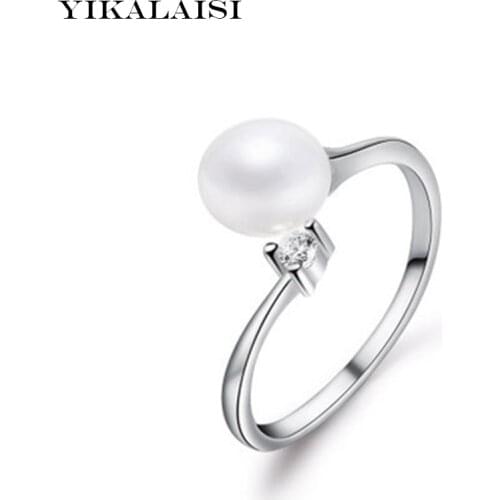 YIKALAISI 2017 Fashion Pearl Ring Jewelry Water Drop Ring Freshwater Pearl Wedding Rings 925 Sterling Silver jewelry For Women