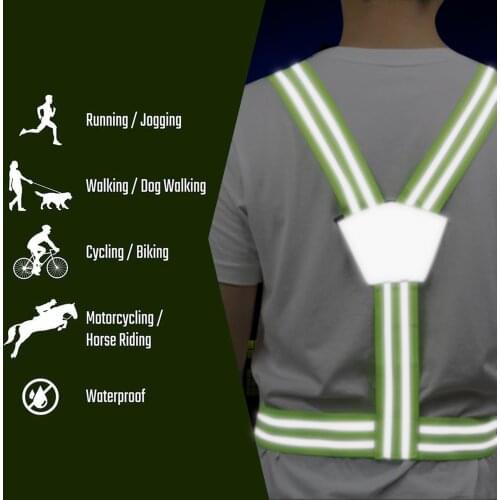 Motorcycle Vest Reflective Belt Safety Vests Fit For Running Cycling Sports Cross Back Protection Adjustable Strap Buckle