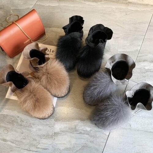 Winter non-slip student plus velvet warm cotton shoes flat boots 2020 New Lotus leaf female snow boots Cute Snow Boots U11-38