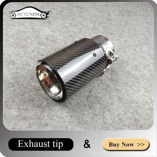 1 Piece M Performance Glossy Carbon Fiber + 304 Stainless Steel Exhaust Tailtips Car Muffler End nozzle