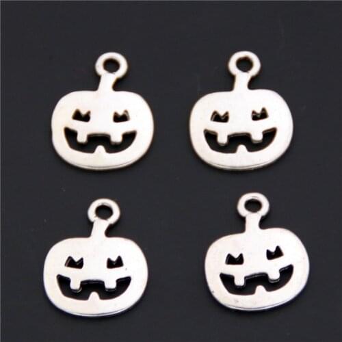 100pcs Silver Color Pumpkin Jack Lantern Halloween Charms Pendant DIY For Bracelet Necklace A2406