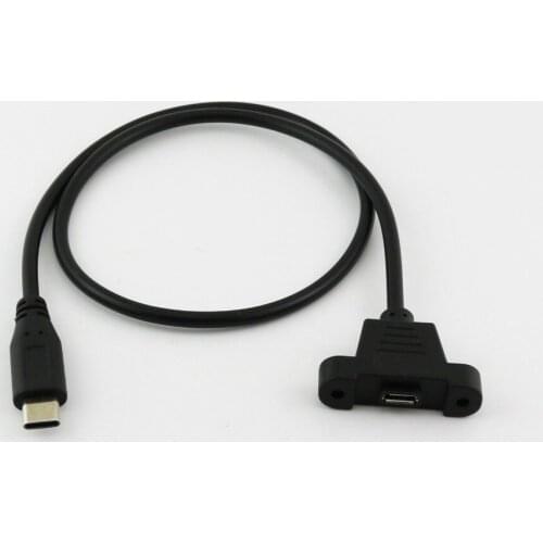 10x USB Micro Female to USB 3.1 Type C Male Plug Panel Mount Data Charging Sync Connector Cable Cord 1.5ft/50cm