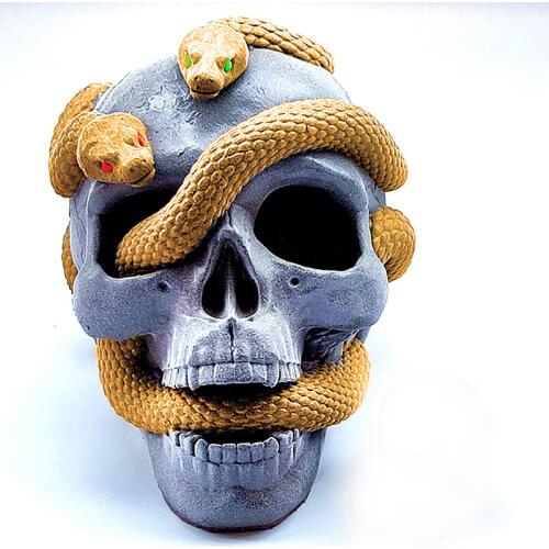 2 Rose Snake Skull Silicone Candle Mold for Handmade Desktop Decoration Gypsum Epoxy Resin Aromatherapy Candle Silicone Mould