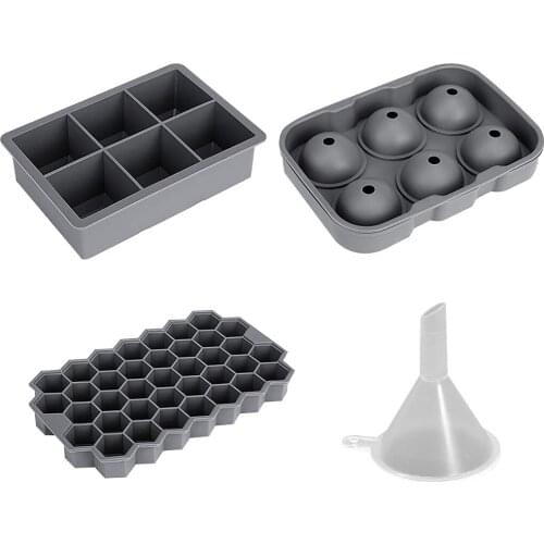 3pcs Cube Mold Honeycomb Ice Cube Trays with Removable Lids Silica Gel Ice Cube Mold BPA Free