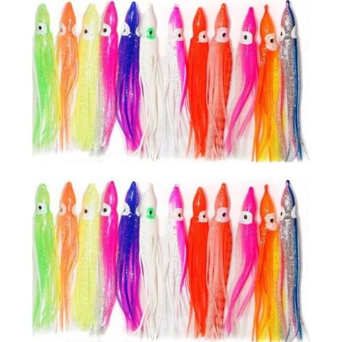 5pcs 10cm Soft Plastic Octopus Fishing Lures For Jigs Mixed Color Silicone Squid Skirts Octopus Artificial Jigging Bait