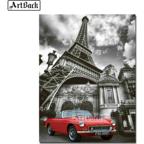 New 5d diy diamond painting Paris tower bus scenery full square / round handmade cross stitch 3d diamond mosaic sticker crafts