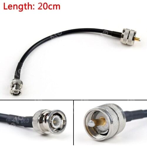 Areyourshop Sale 20cm RG58 Cable PL259 UHF Male Plug To BNC Male Straight Crimp Coax Pigtail 8in Mi
