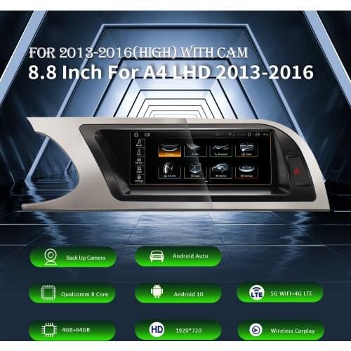 Nunoo 2 Din Stereo Car Audio Multimedia Player For Audi A4L 2009-2016 Qualcomm 8 Core 8.8 Inch Android 10 5G WIFI Android 10