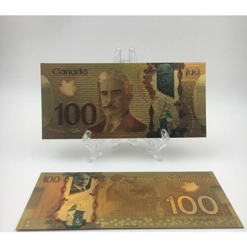 Colorful Gold Foil Banknote Plated In CAD Banknote Canada 100 Dollars Exquisite Canada for Souvenir Collection