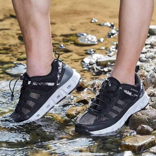Big Size Men Aqua Sport Shoes Summer Outdoor Non-Slip Light Breathable Mesh Beach Water Shoes Mens Hiking Wading Sneakers