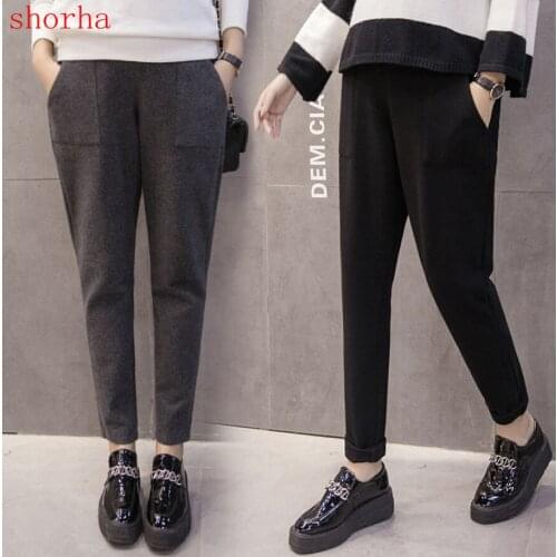 Pregnancy Pants Fashion Autumn Winter Solid High Waist Pockets Maternity Trousers Fall Casual Lace-Up Pants For Pregnant Women