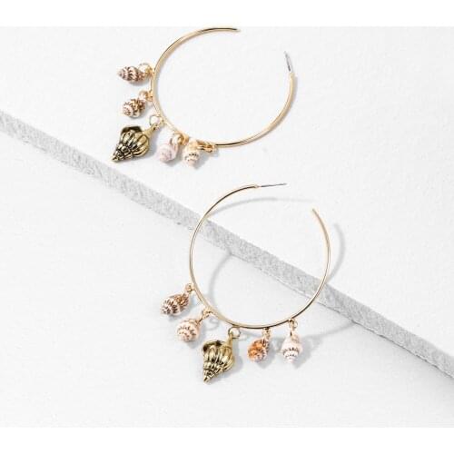 Boutique Jewelry Big Circle Natural Shell Unique Design Earrings Fashion Jewelry Holiday Jewelry