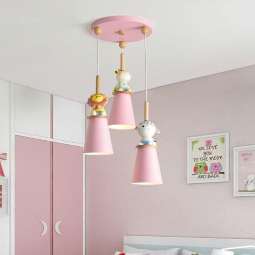 Childrens room ceiling lamp Nordic modern bedroom ceiling lamp creative girl cartoon cute animal lamp family lighting LB122113