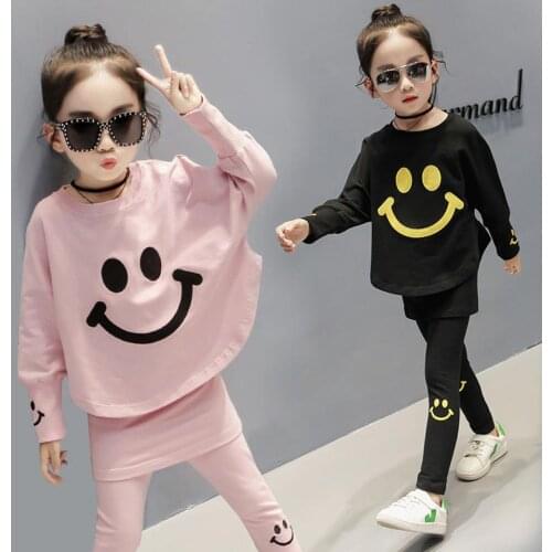 Kids Clothes Sets For Girls 4 5 6 7 8 9 10 11 12 Years 2019 Spring Baby Girl Clothing Long Sleeve Smile Blouses + Skirt Leggings