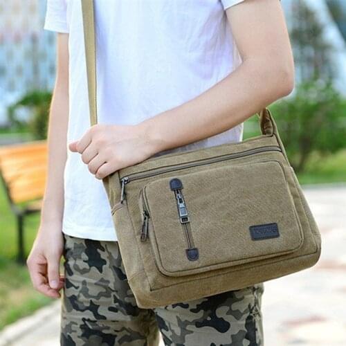 Canvas Shoulder Bags for Men Solid Colors Messenger Bags Vintage Style Crossbody Bags Strong Fabric Canvas Handbags Fashion Soft