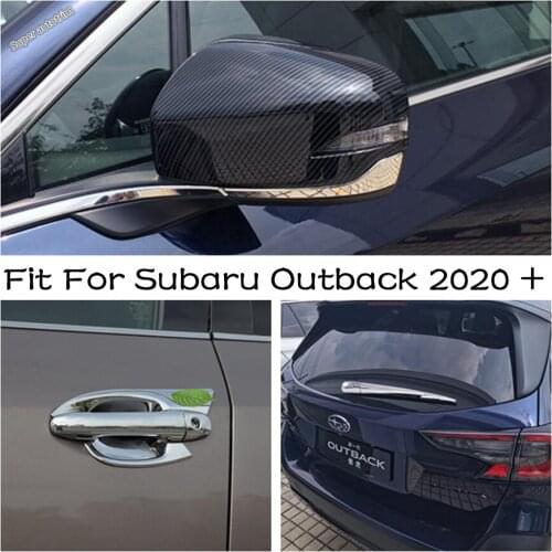 Chrome Side Door Handle / Wing Case Rearview Mirror / Window Wiper Nozzle Cover Trim For Subaru Outback 2020 2021 Exterior Parts