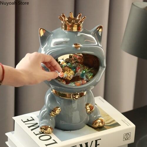 Ceramic Animal Cat Storage Ornaments Nordic Creative Storage Box Desktop Ornaments Home Living Room Decoration Accessories