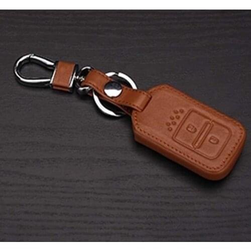 Leather Key Holder Case For Honda Vezel City Civic Jazz Crv Crider Hrv Fit Freed Smart Keyless Remote Key Case Cover Ring