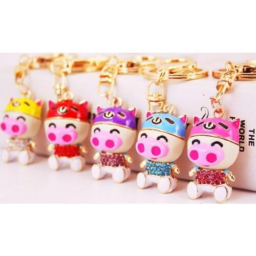 2019 Creative Cute Cartoon Pig Keychain Womens Bag Accessories 12 Zodiac Pig Metal Pendant