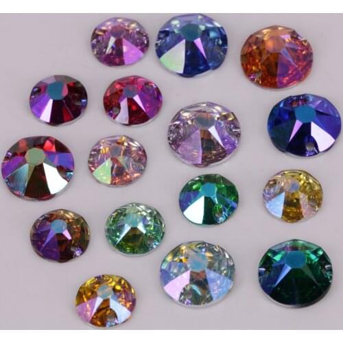 100pcs/Lot, Good Quality 8mm 10mm 12mm Colors AB Flat Back XIRIUS Round Resin Sew On Stones