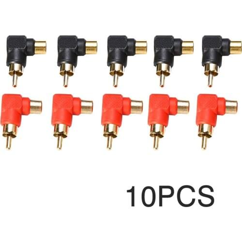 Mayitr 10pc Right Angle 90 Degree RCA Male to RCA Female Connector Adapter Set Lowest Price Adapter Cable for Connectors