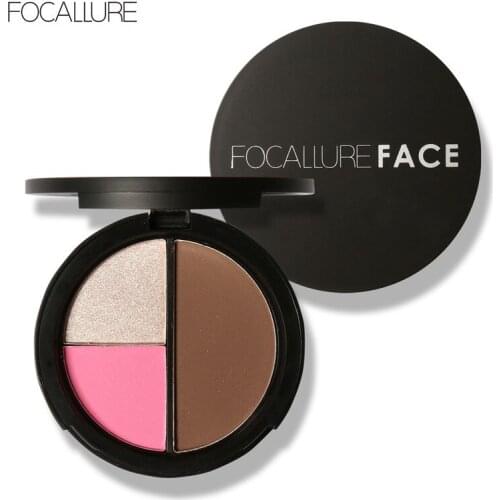 Focallure Multifunction blush palette long lasting Face Shimmer 3 colors Cheek Bronzer highlighter Mineral contour palette FA20
